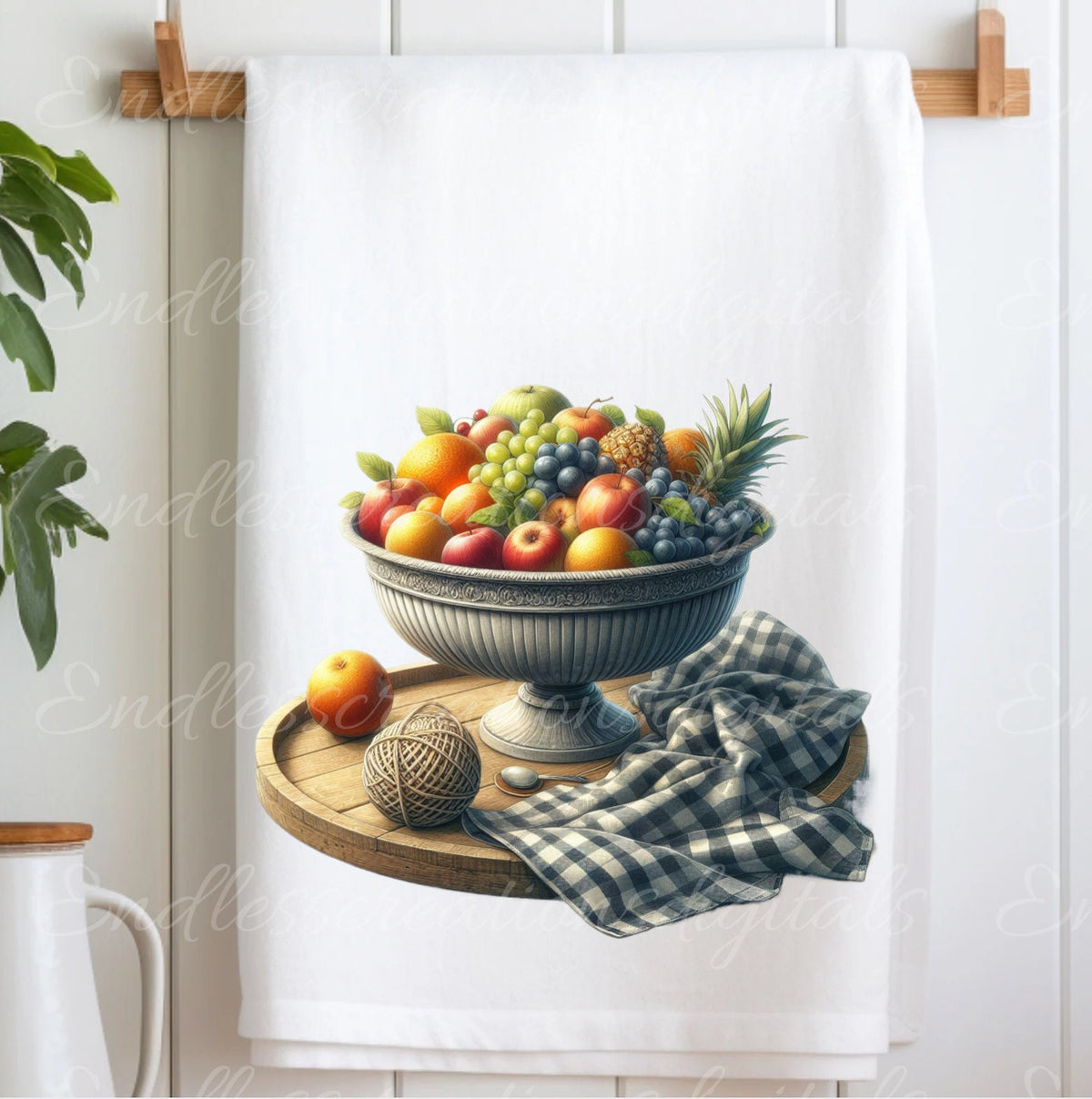 TEA TOWEL FRUIT sublimation package of 5 high definition 300png, transparent add your own text