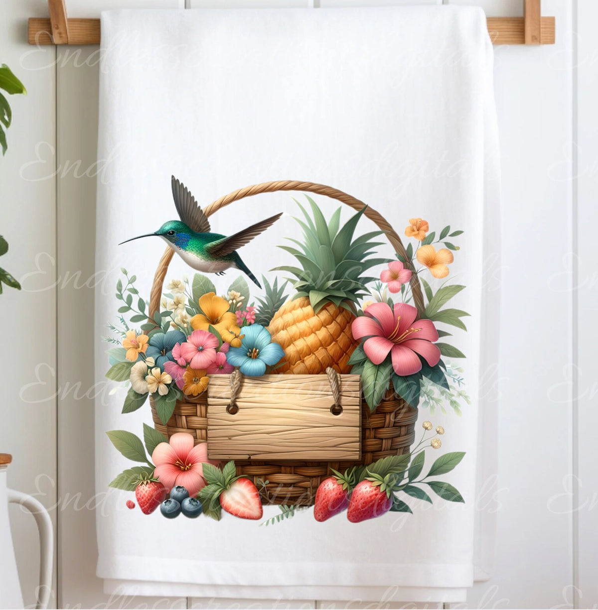 TROPICAL TEA TOWEL sublimation package of 5 high definition 300png, transparent add your own text