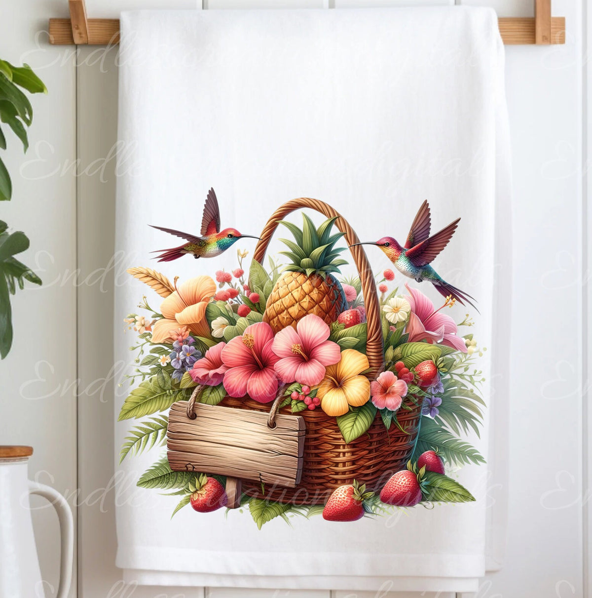 TROPICAL TEA TOWEL sublimation package of 5 high definition 300png, transparent add your own text