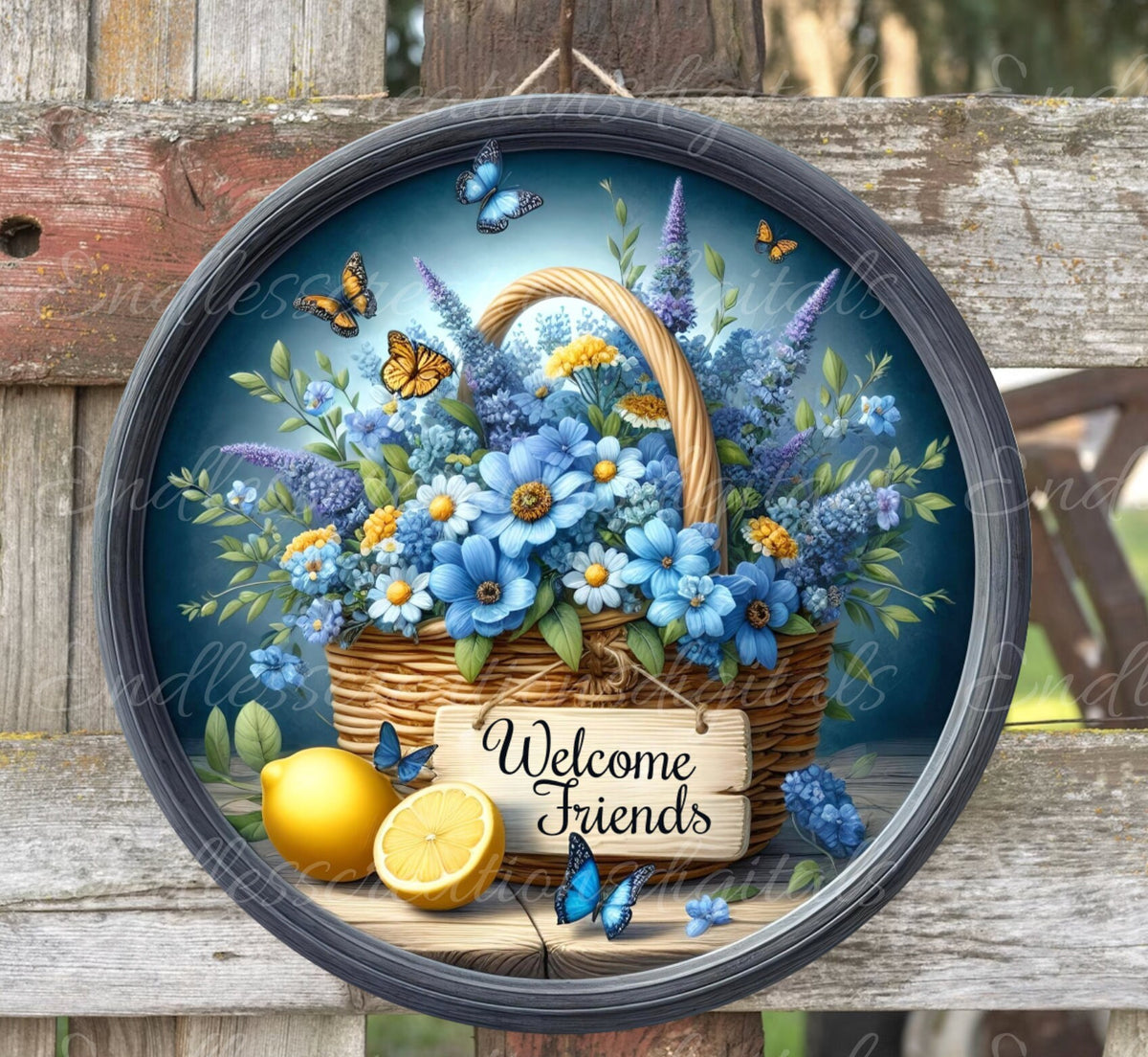WELCOME DOOR HANGER, wreath sign png, for sublimation high resolution 2 round files 1 blank for your own text