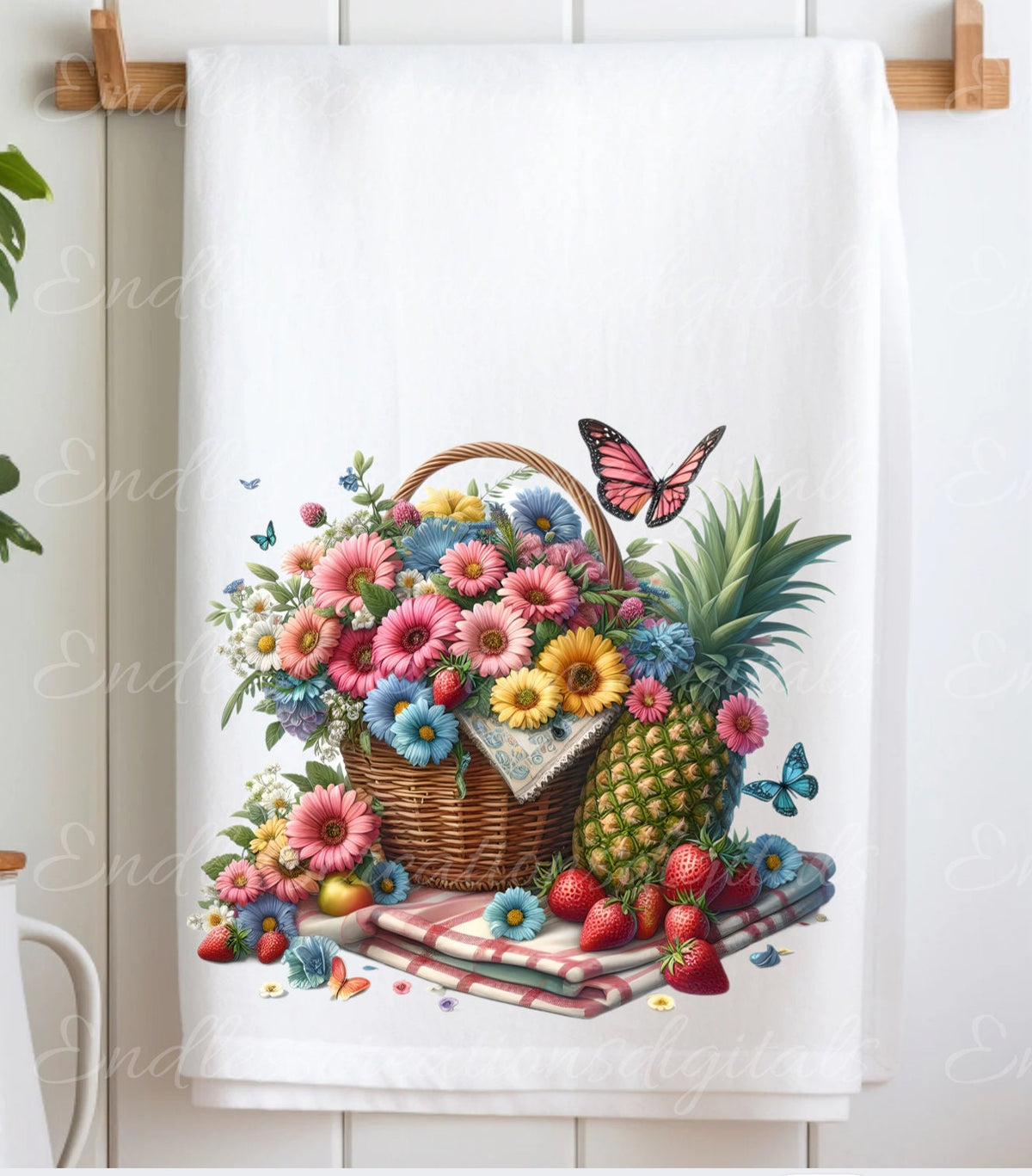 TEA TOWEL FRUIT sublimation package of 5 high definition 300png, transparent add your own text