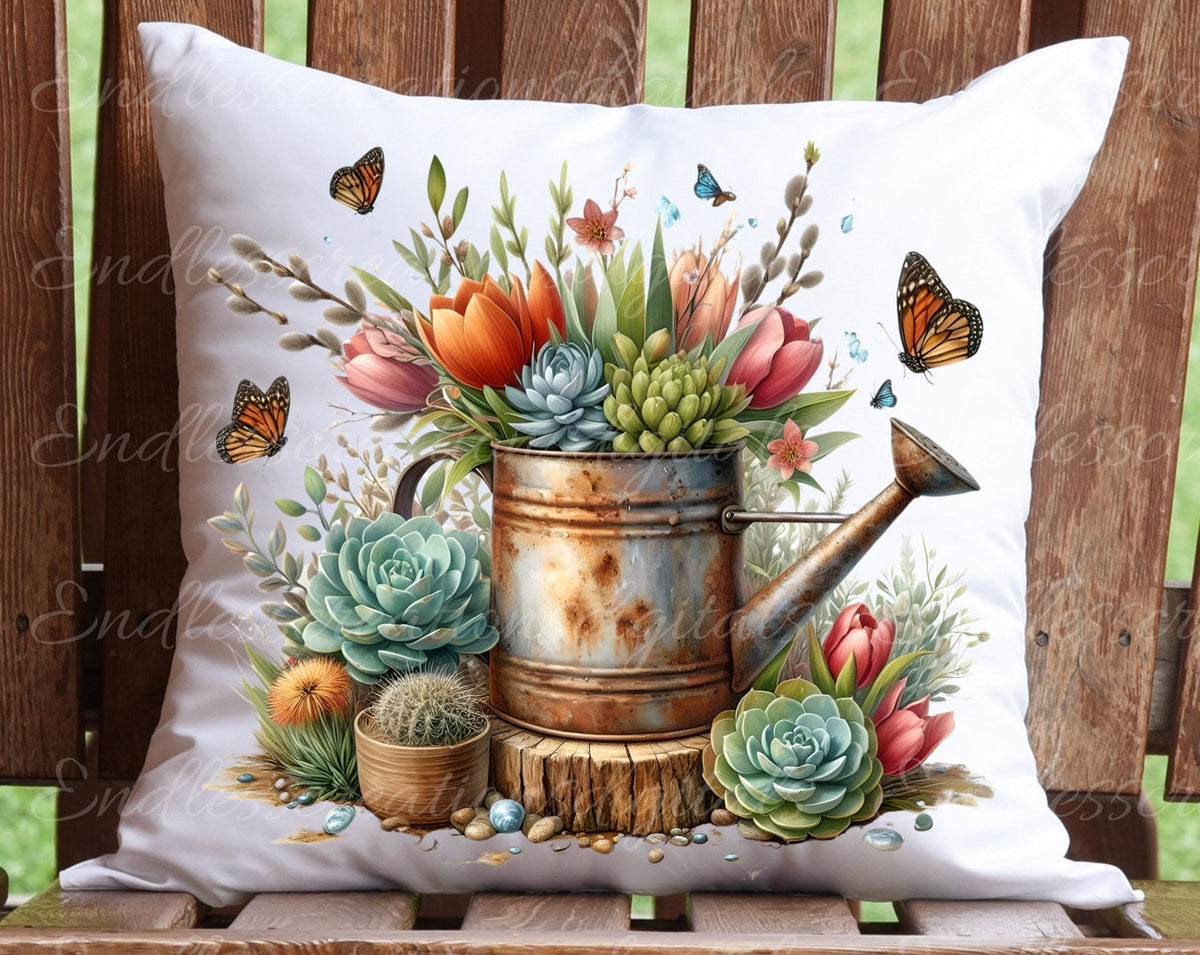SPRING FLORALWATERING CAN