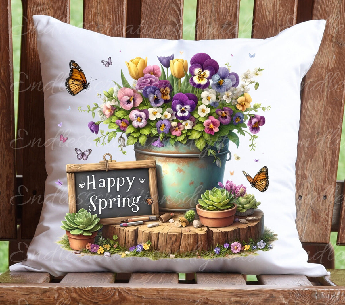 SPRING FLORALWATERING CAN