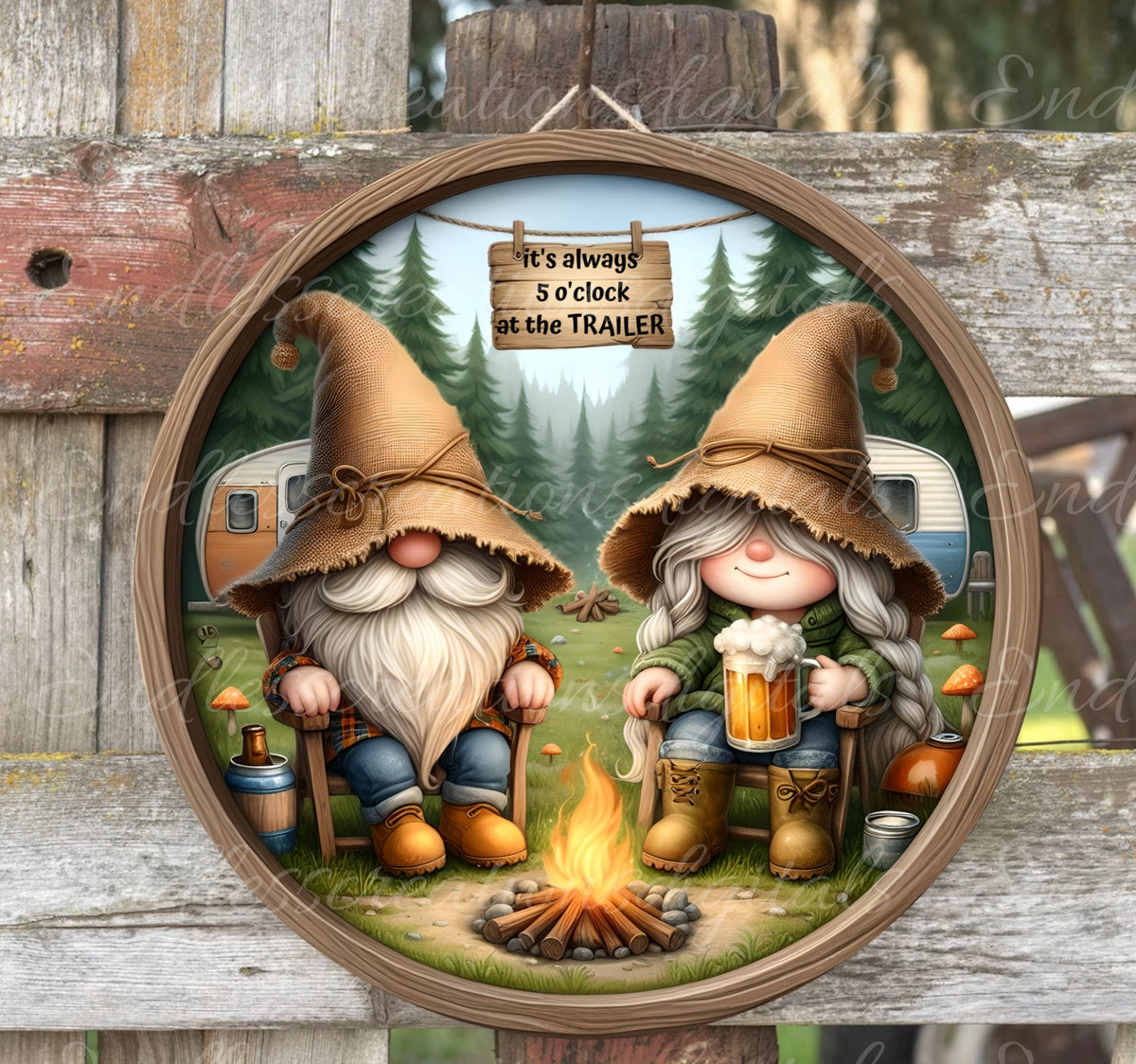 CAMPER GNOMES SUBLIMATION door hanger, wreath sign png, for sublimation high resolution