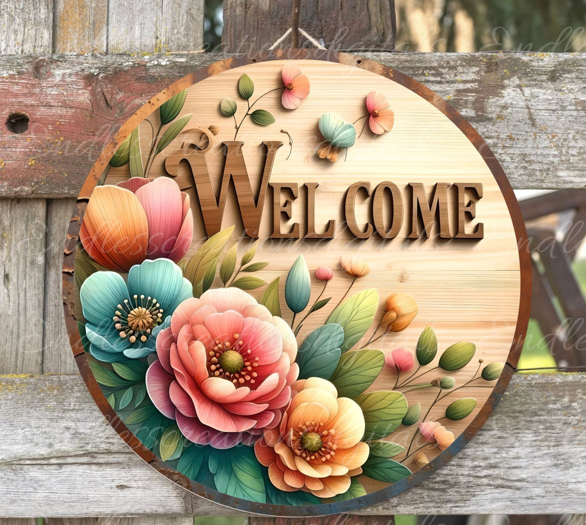 WELCOME DOOR HANGER, wreath sign png, for sublimation high resolution