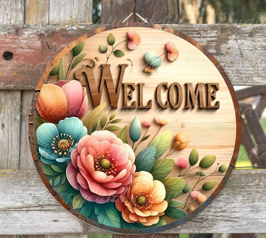 WELCOME DOOR HANGER, wreath sign png, for sublimation high resolution