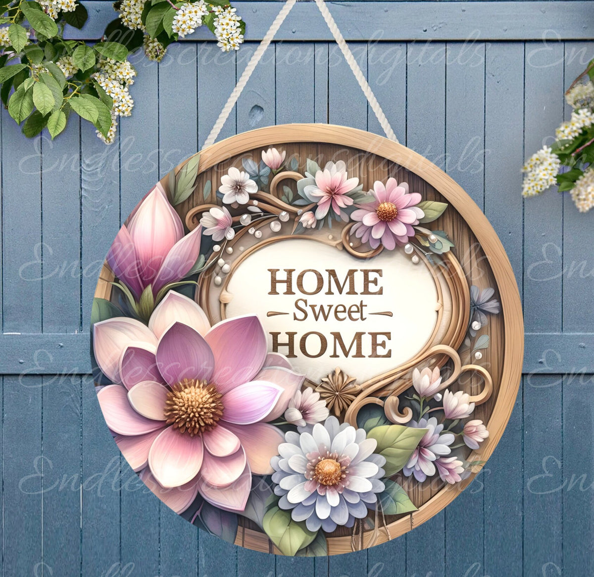 WELCOME MAGNOLIA DOOR hanger, wreath sign png, for sublimation high resolution, 2 files for download, 1 add your own text