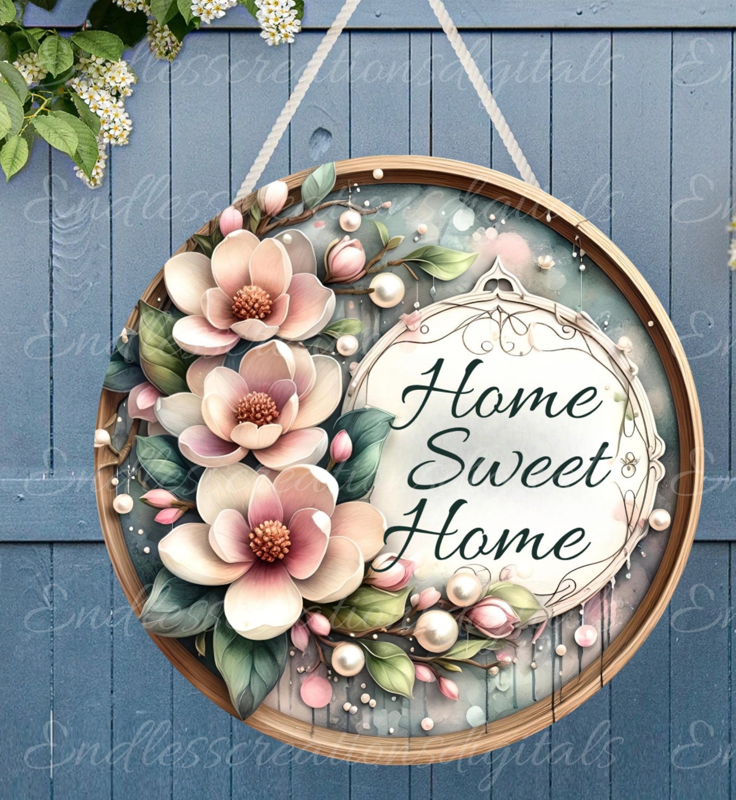 WELCOME MAGNOLIA DOOR hanger, wreath sign png, for sublimation high resolution, 2 files for download, 1 add your own text