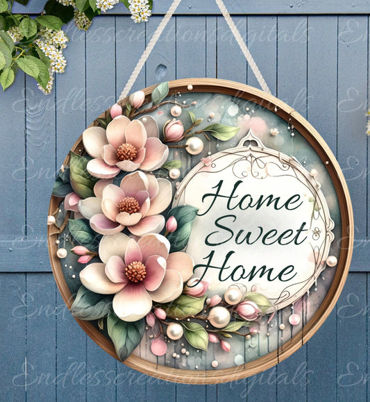 WELCOME MAGNOLIA DOOR hanger, wreath sign png, for sublimation high resolution, 2 files for download, 1 add your own text