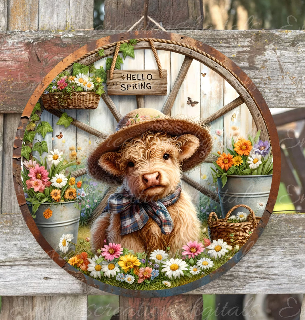 HIGHLAND COWS SUBLIMATION door hanger, wreath sign png, for sublimation high resolution