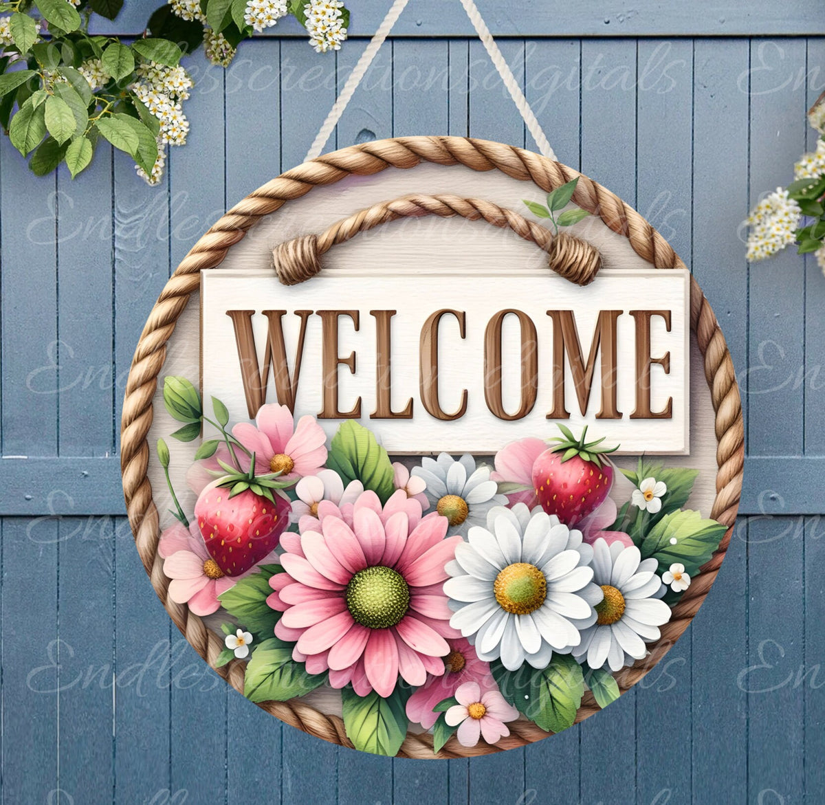 WELCOME DOOR HANGER, wreath sign png, for sublimation high resolution