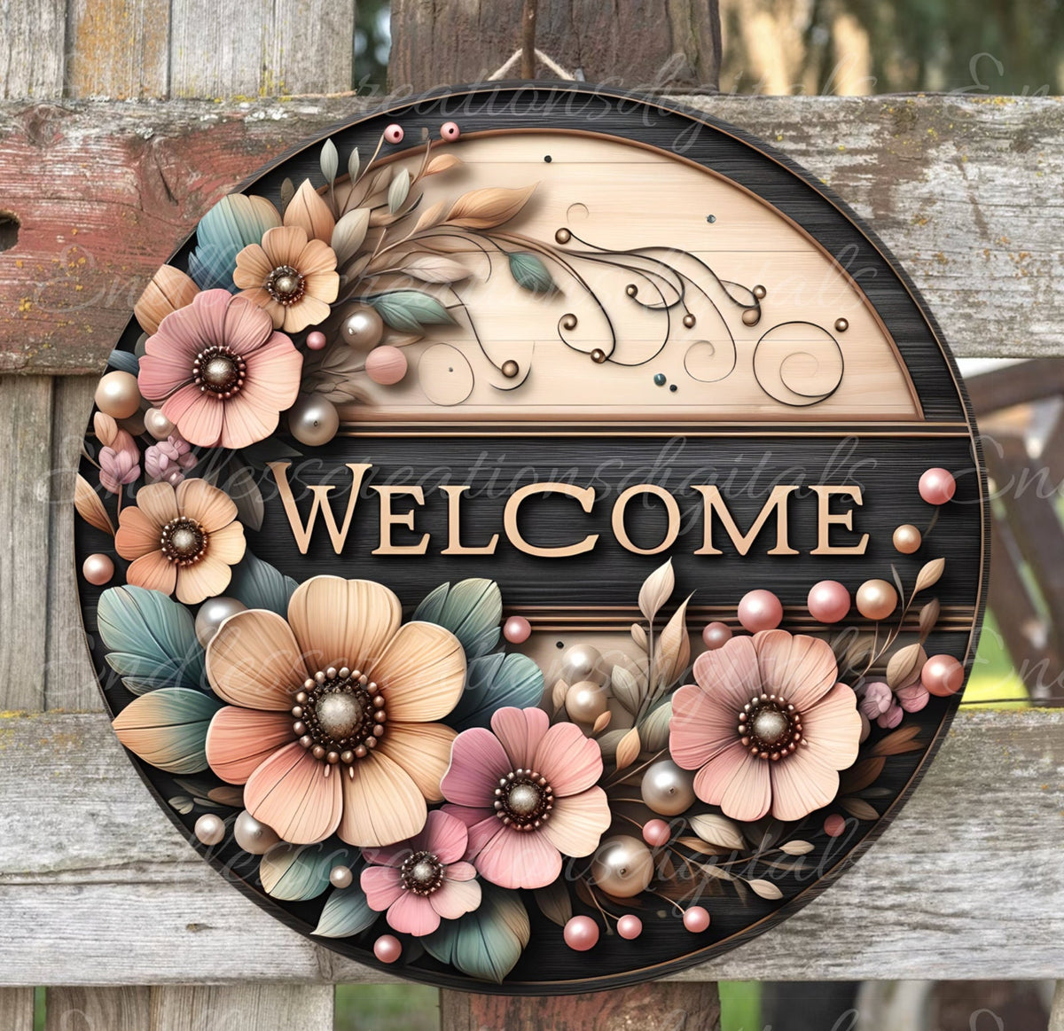 WELCOME DOOR HANGER, wreath sign, png, for sublimation high resolution 2 files for download, 1 add your own text