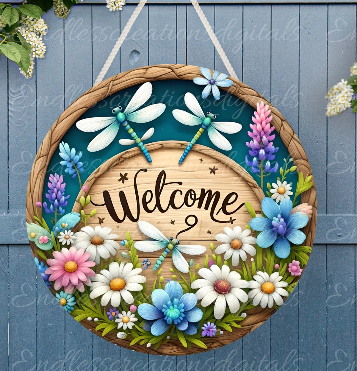 DRAGONFLY DOOR HANGER, wreath sign png, for sublimation high resolution,
