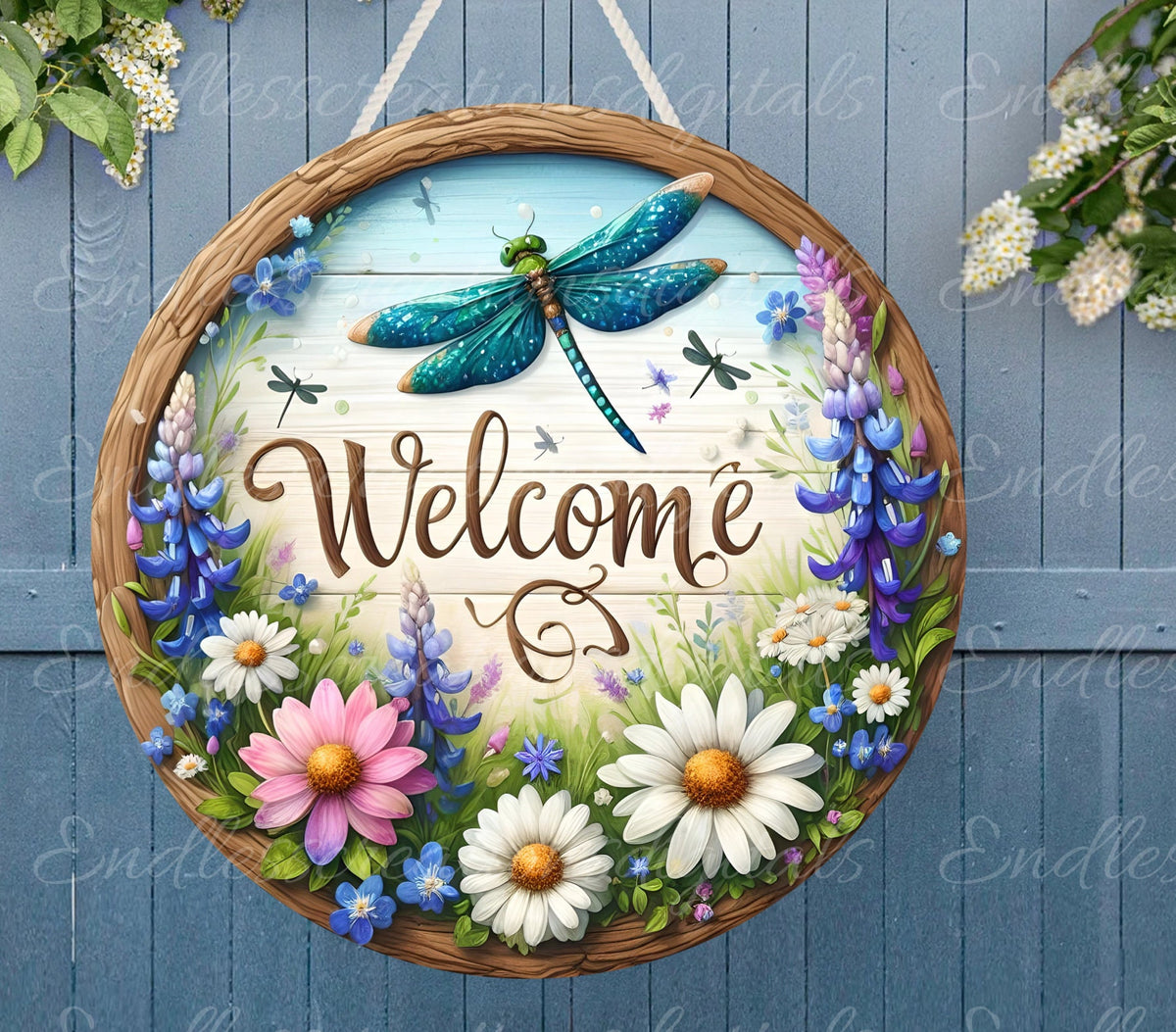 DRAGONFLY DOOR HANGER, wreath sign png, for sublimation high resolution,