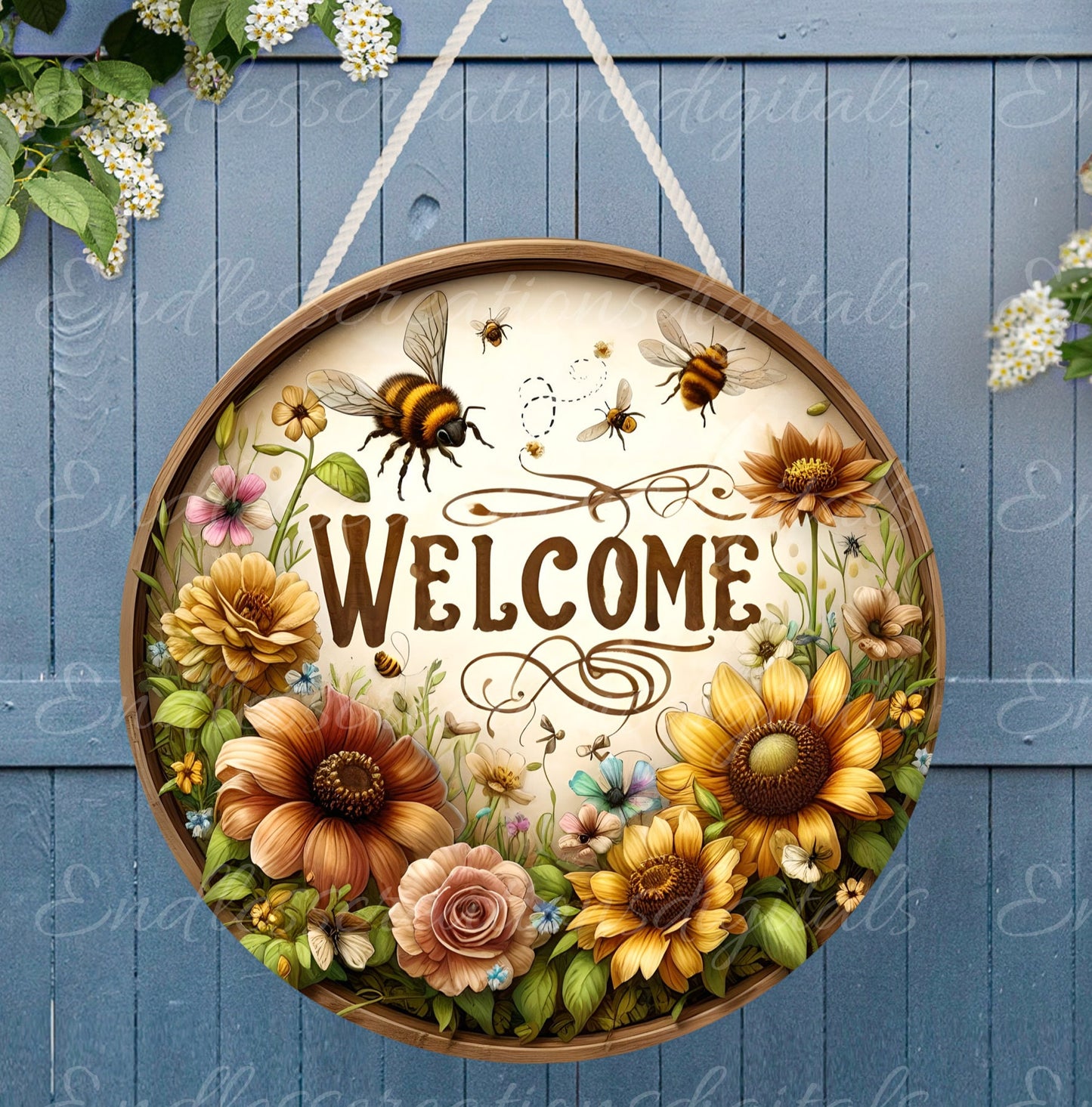 WELCOME DOOR HANGER, wreath sign, png, for sublimation high resolution