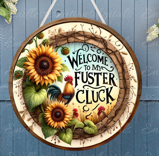 WELCOME CLUCKERS DOOR hanger, wreath sign, png, for sublimation high resolution