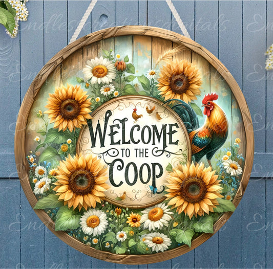 WELCOME ROOSTER DOOR hanger, wreath sign, png, for sublimation high resolution