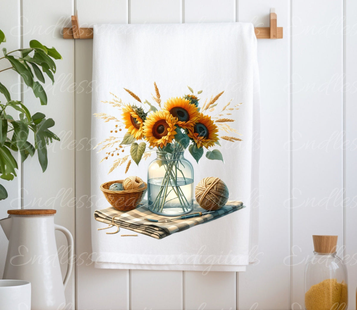 TEA TOWEL Floral sublimation package of 5 high definition 300png, transparent add your own text
