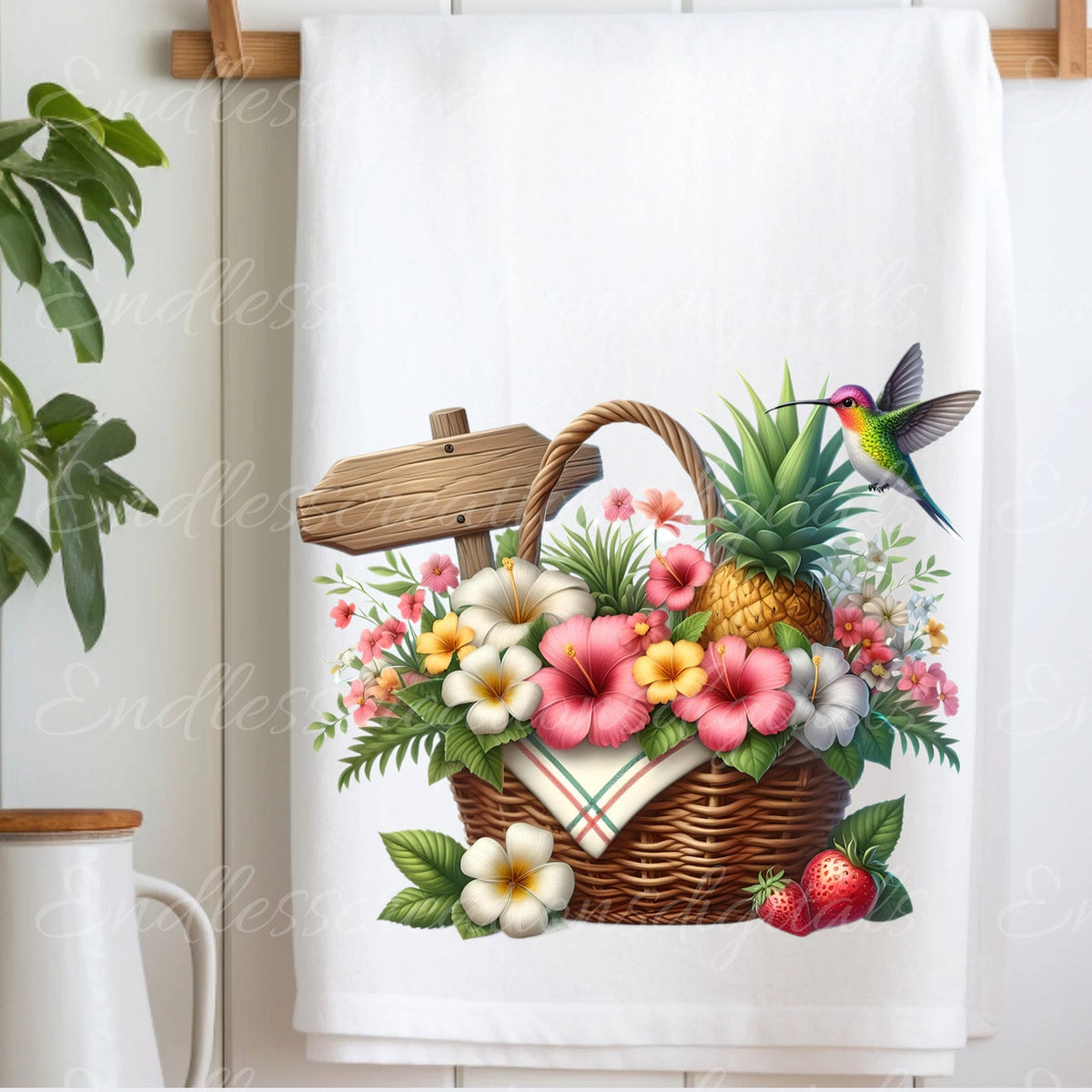 TROPICAL TEA TOWEL sublimation package of 5 high definition 300png, transparent add your own text