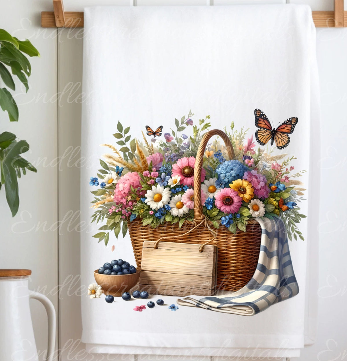 FLORAL TEA TOWEL sublimation package of 5 high definition 300png, transparent add your own text DIGITAL DOWNLOAD ONLY