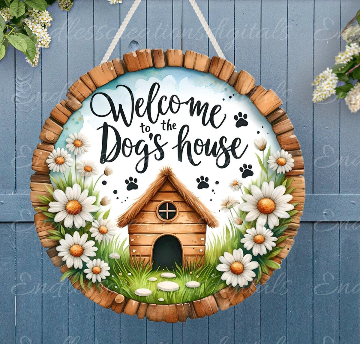 DOG HOUSE DOOR hanger, wreath sign, round cutting board png, for sublimation high resolution