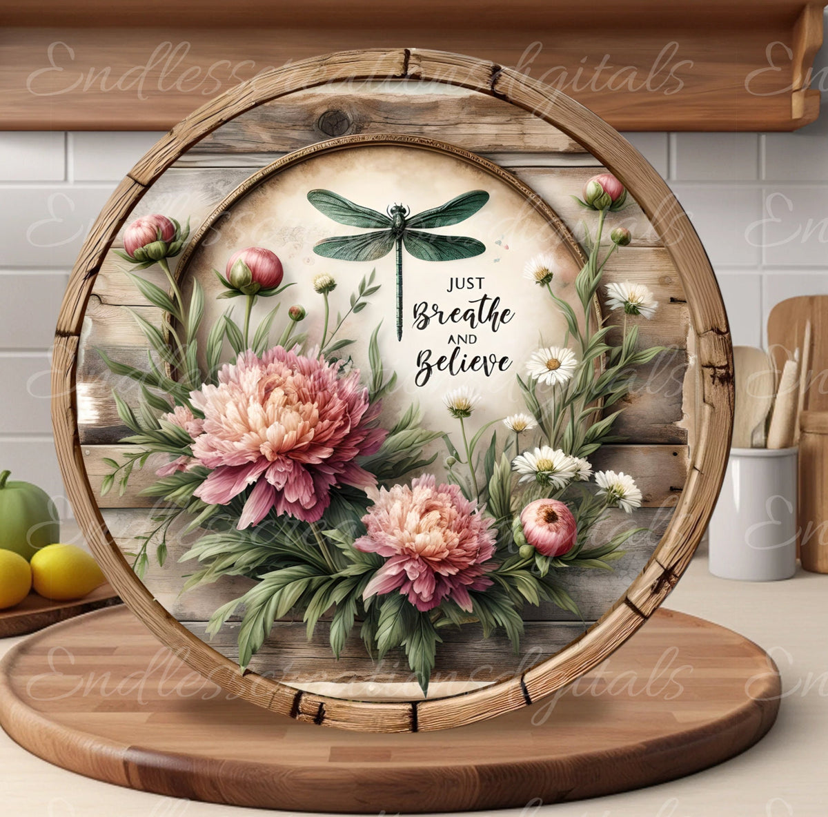 DRAGONFLY FLORAL DOOR hanger, wreath sign png, square cutting board for sublimation high resolution