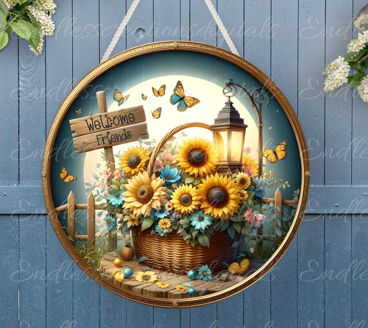 WELCOME DOOR HANGER, wreath sign png, for sublimation high resolution 2 round files 1 blank for your own text