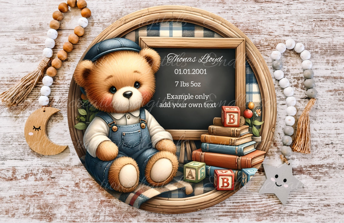 BABY'S ROOM ANNOUNCEMENT round, DIGITAL DOWNLOAD ONLY, for sublimation high resolution, 1 file add your own text!