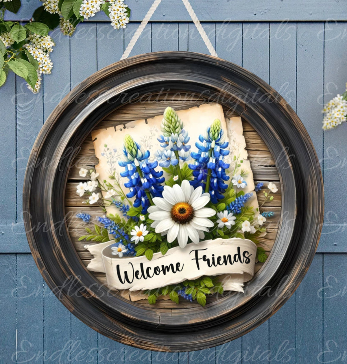 WELCOME DOOR HANGER, wreath sign png, for sublimation high resolution, 2 files for download, 1 add your own text!