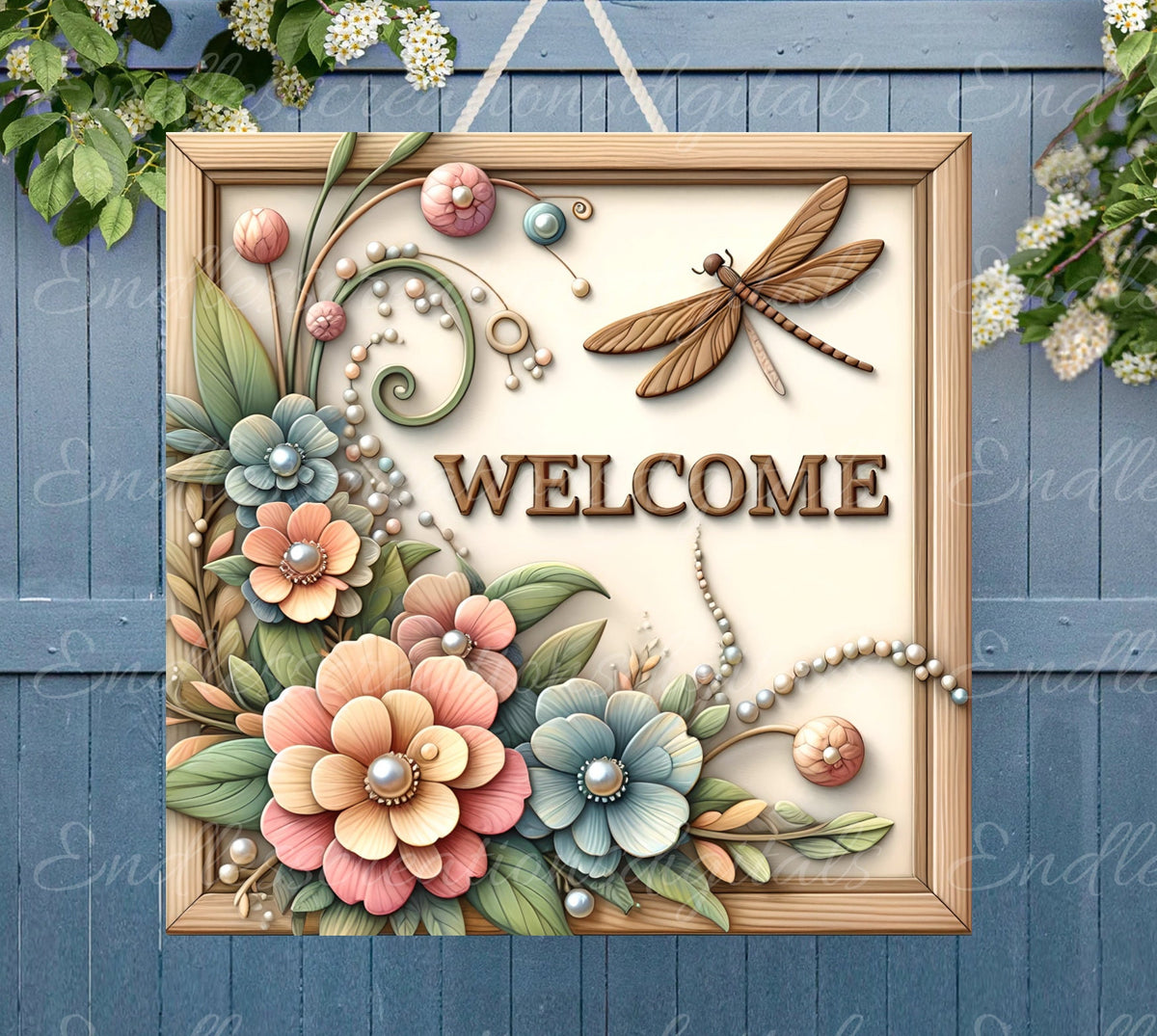 WELCOME SQUARE DOOR hanger, wreath sign png, for sublimation high resolution,
