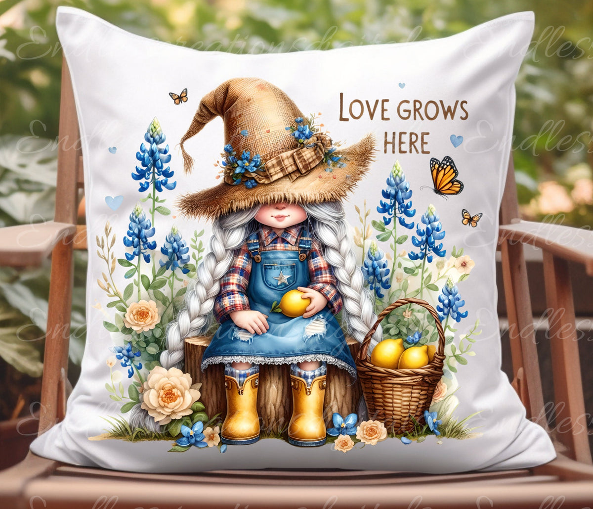 GIRL GNOME FLORAL TRANSPARENCIES