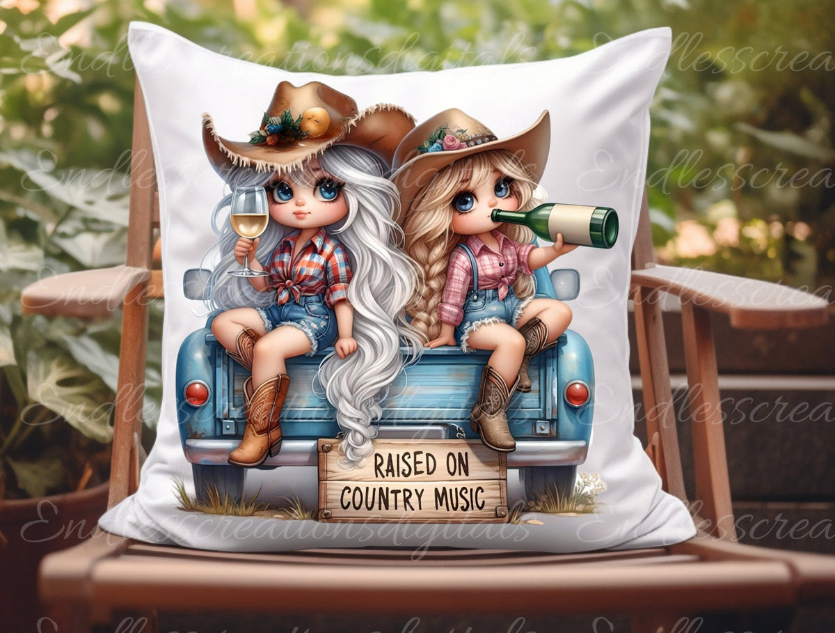 GIRLS BLUE TRUCK wine sublimation package  high definition 300png, transparent add your own text