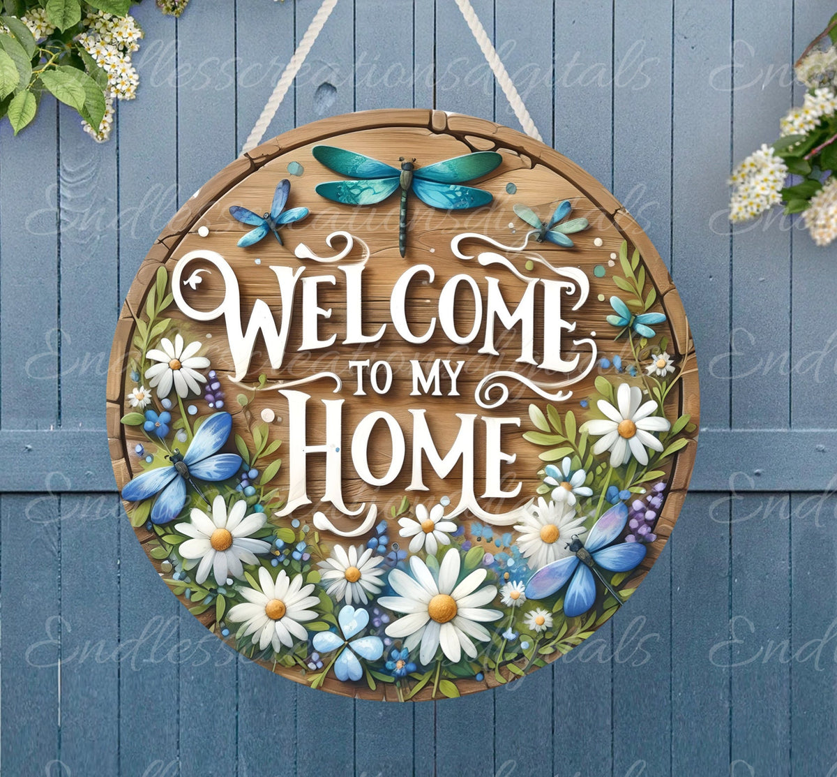 DRAGONFLY DOOR HANGER, wreath sign png, for sublimation high resolution