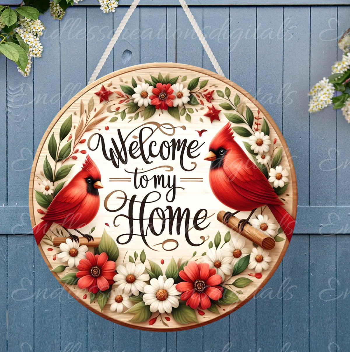 CARDINAL DOOR HANGER, wreath sign png, for sublimation high resolution,