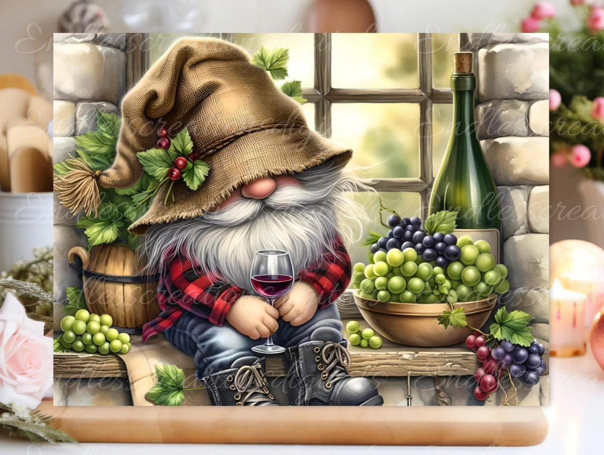 WINE GNOME CUTTING BOARD RETANGLE
