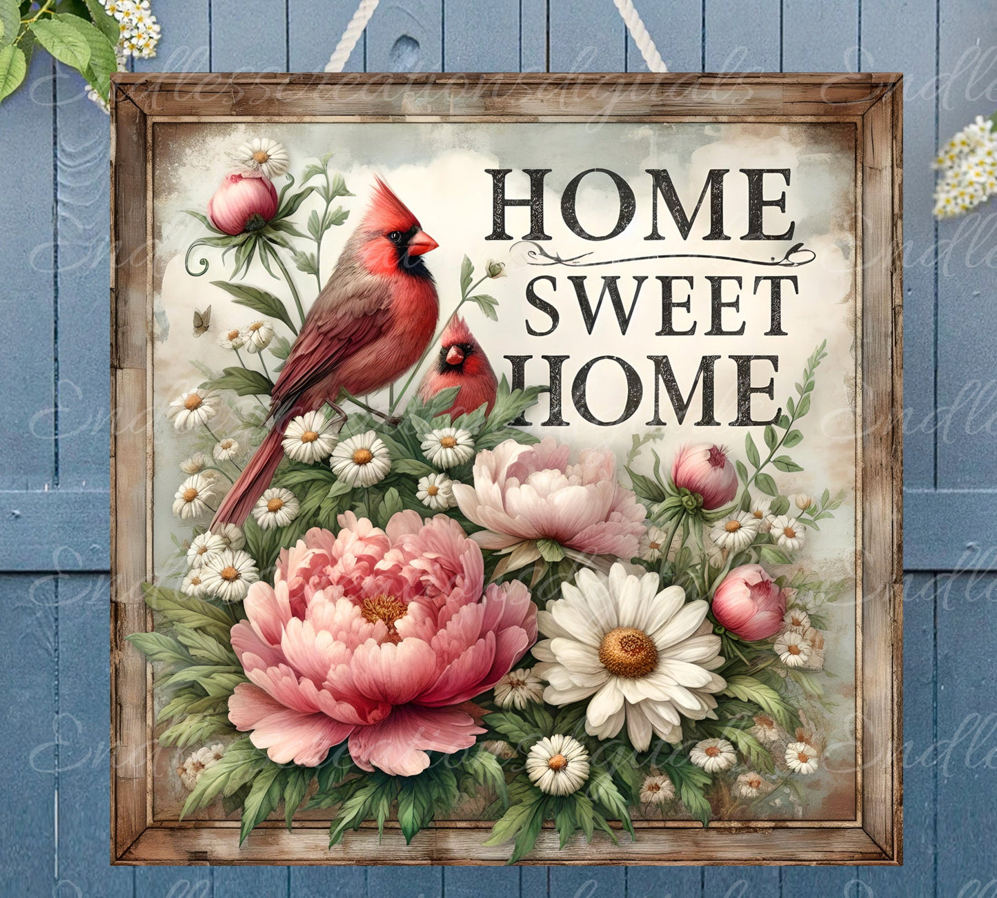 HOME SWEET HOME CARDINAL SUMMER SQUARE