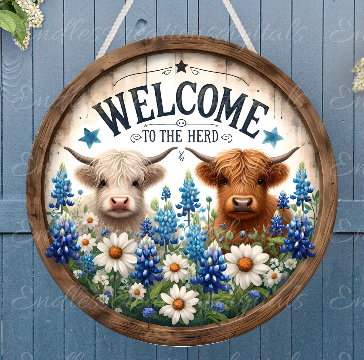 HIGHLAND COWS WELCOME DOOR HANGER