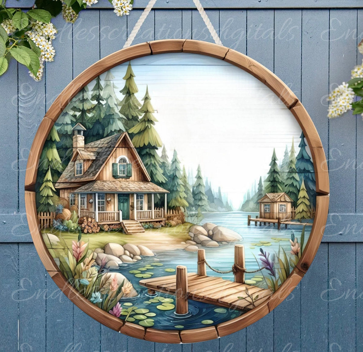 WELCOME TO COTTAGE door hanger, wreath sign png, for sublimation high resolution 2 files, 1 add your own text