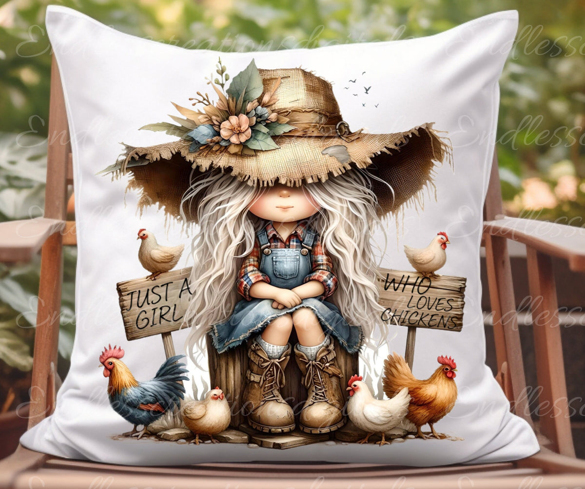 CHICKEN GIRL sublimation package of 5 high definition 300png, transparent add your own text, can be resized to use for pillows as well