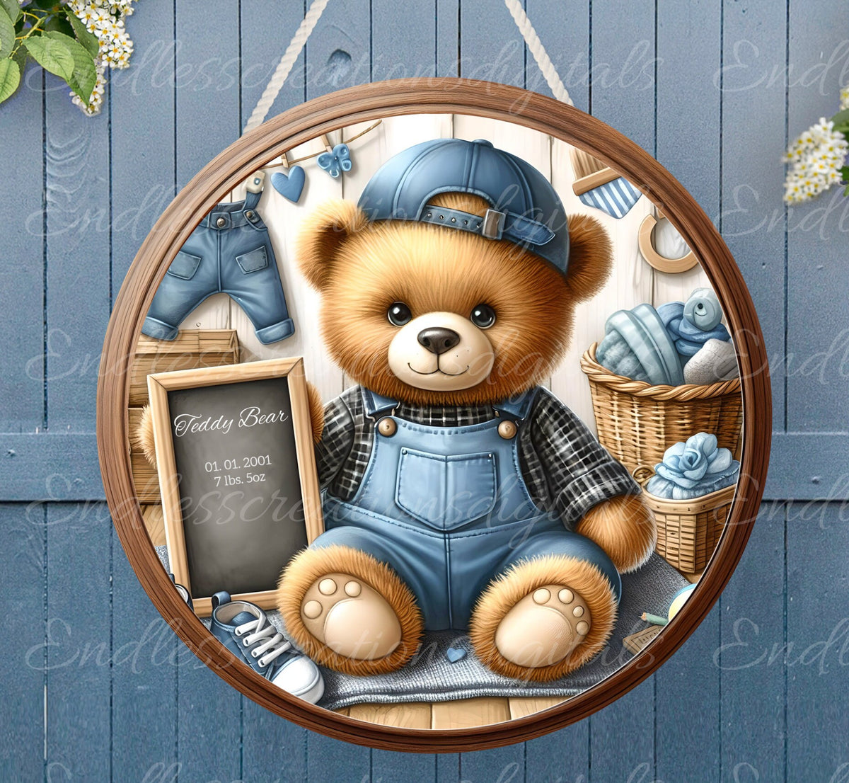 BABY'S ROOM BIRTH announcement round, DIGITAL DOWNLOAD ONLY, for sublimation high resolution, 1 file add your own text!