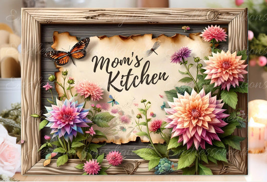 MOM'S KITCHEN FLORAL RECTANGLE/TINS