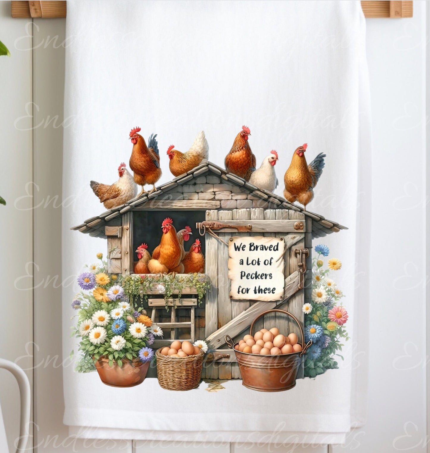 CHICKEN TEA TOWEL TRANSPARENCIES BUNDLE OF 5