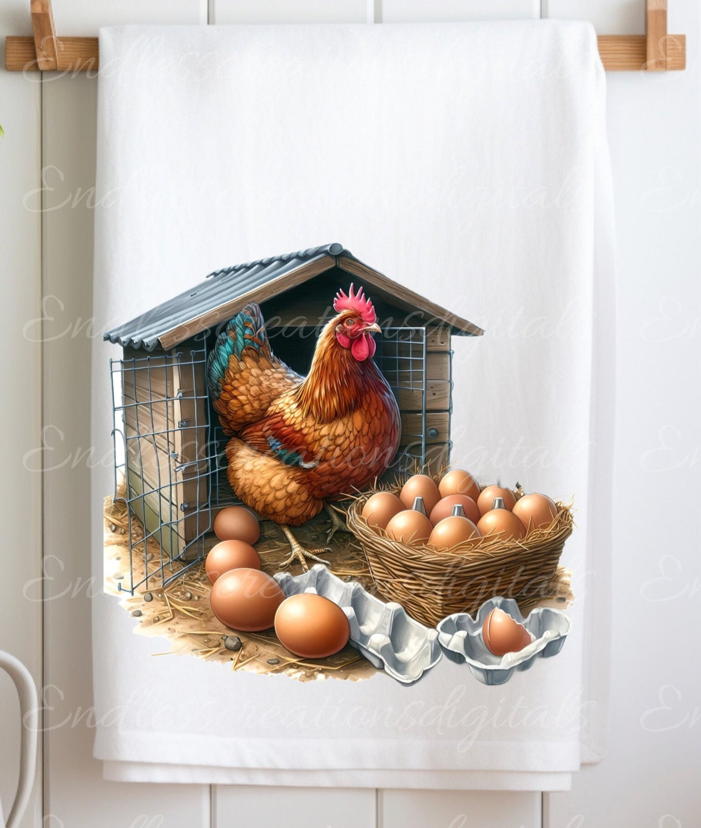 CHICKEN TEA TOWEL TRANSPARENCIES BUNDLE OF 5