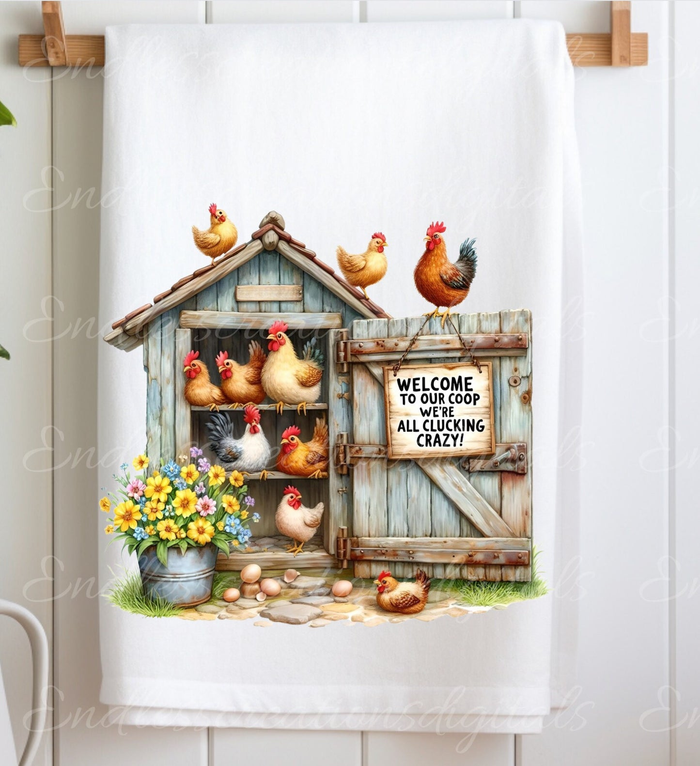 CHICKEN TEA TOWEL TRANSPARENCIES BUNDLE OF 5