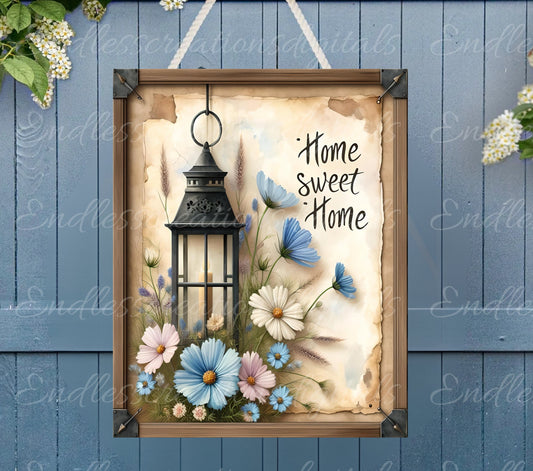 HOME SWEET HOME Door hanger 8 x 10, wreath sign png, cutting board etc. for sublimation high resolution 2 files for download, 1 blank