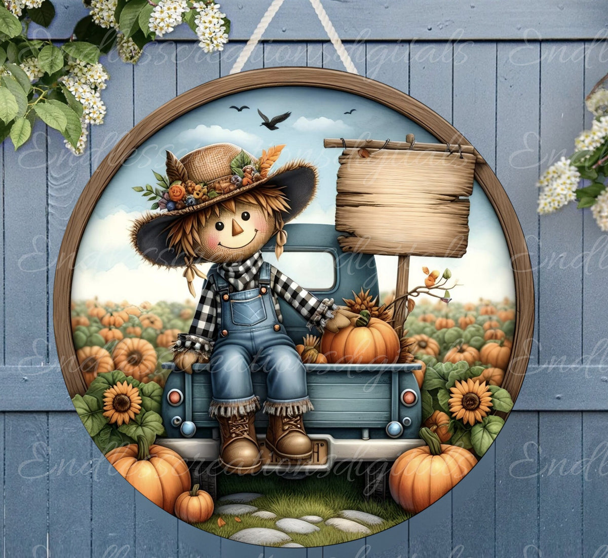 FALL SCARECROW WELCOME ROUND