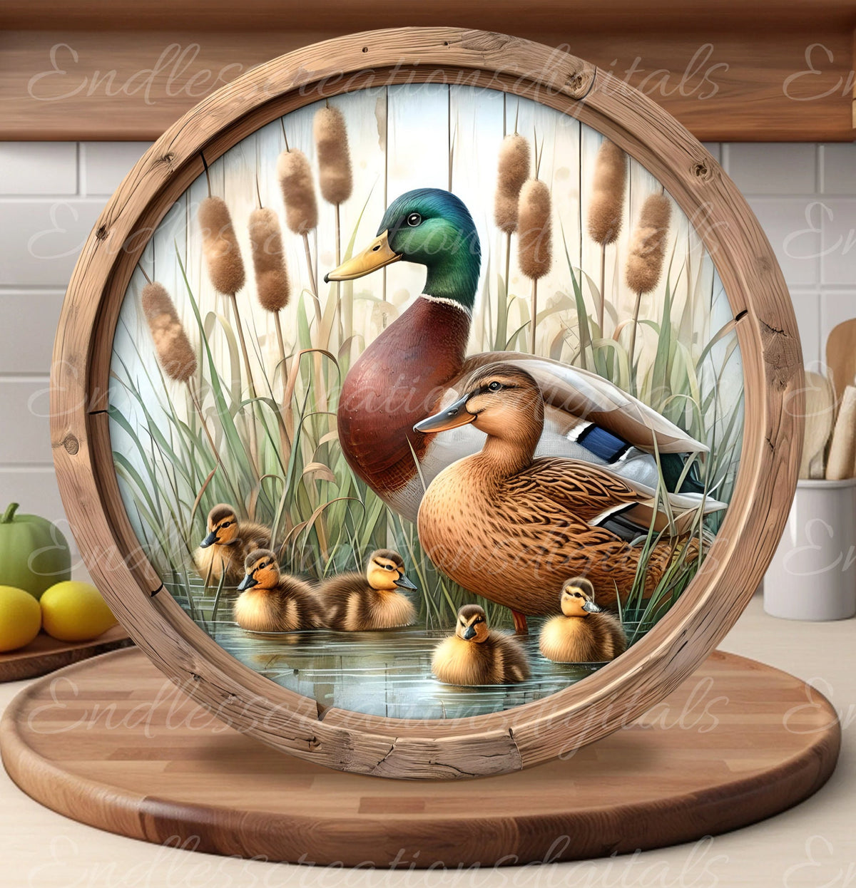 MALLARD FAMILY DOOR hanger, wreath sign png, round cutting board for sublimation high resolution,