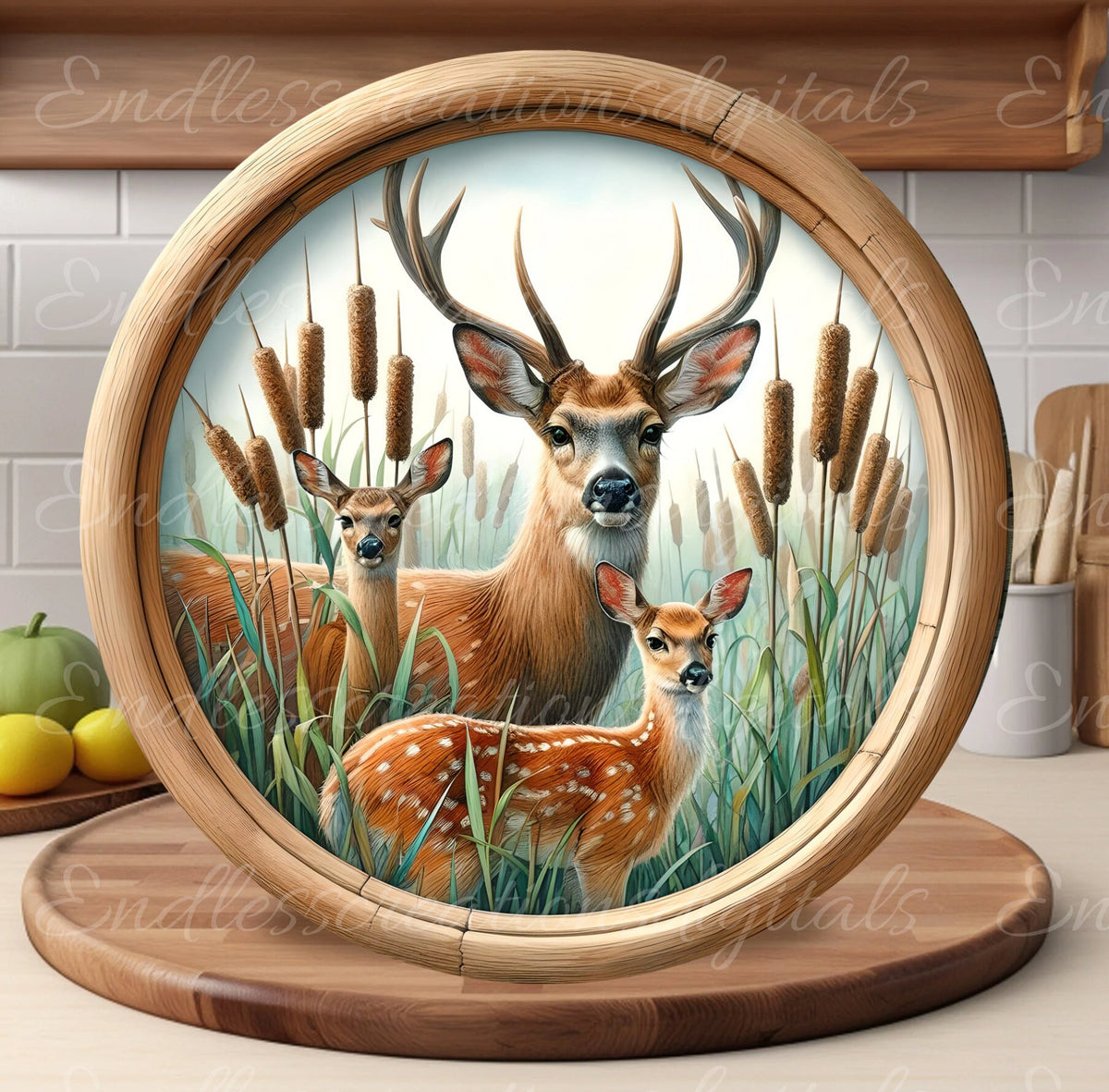DEER FAMILY DOOR hanger, wreath sign png, round cutting board for sublimation high resolution,