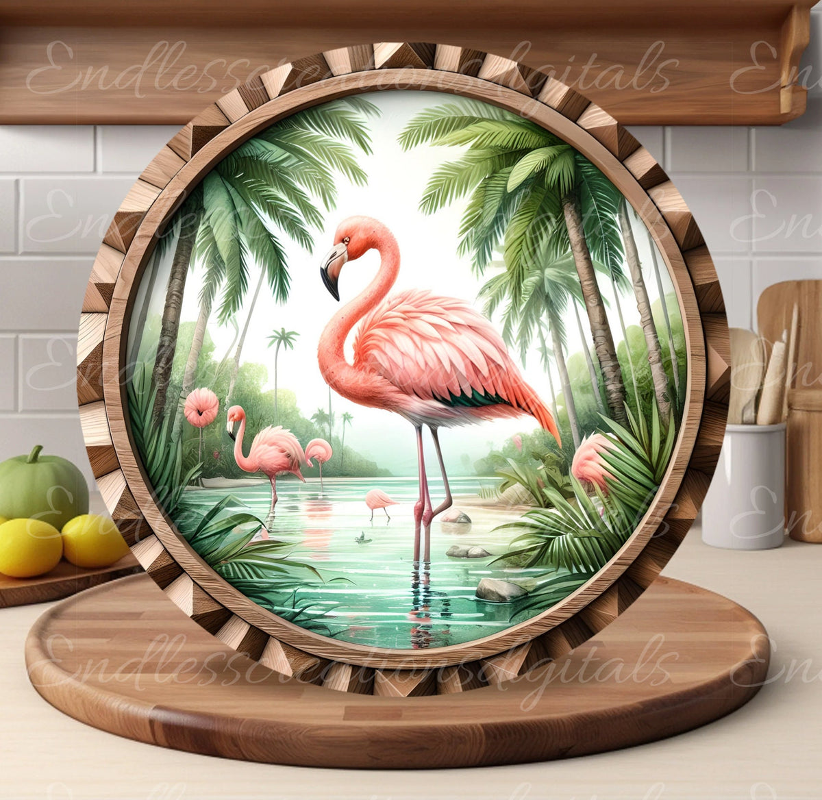 TROPICAL FLAMINGO DOOR hanger, wreath sign png, round cutting board for sublimation high resolution,