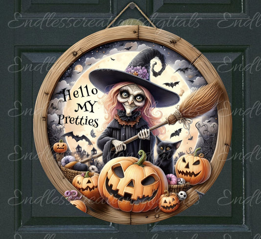 HALLOWEEN DOOR HANGER, wreath sign, round cutting board png, for sublimation high resolution, 2 files, 1 add your own text